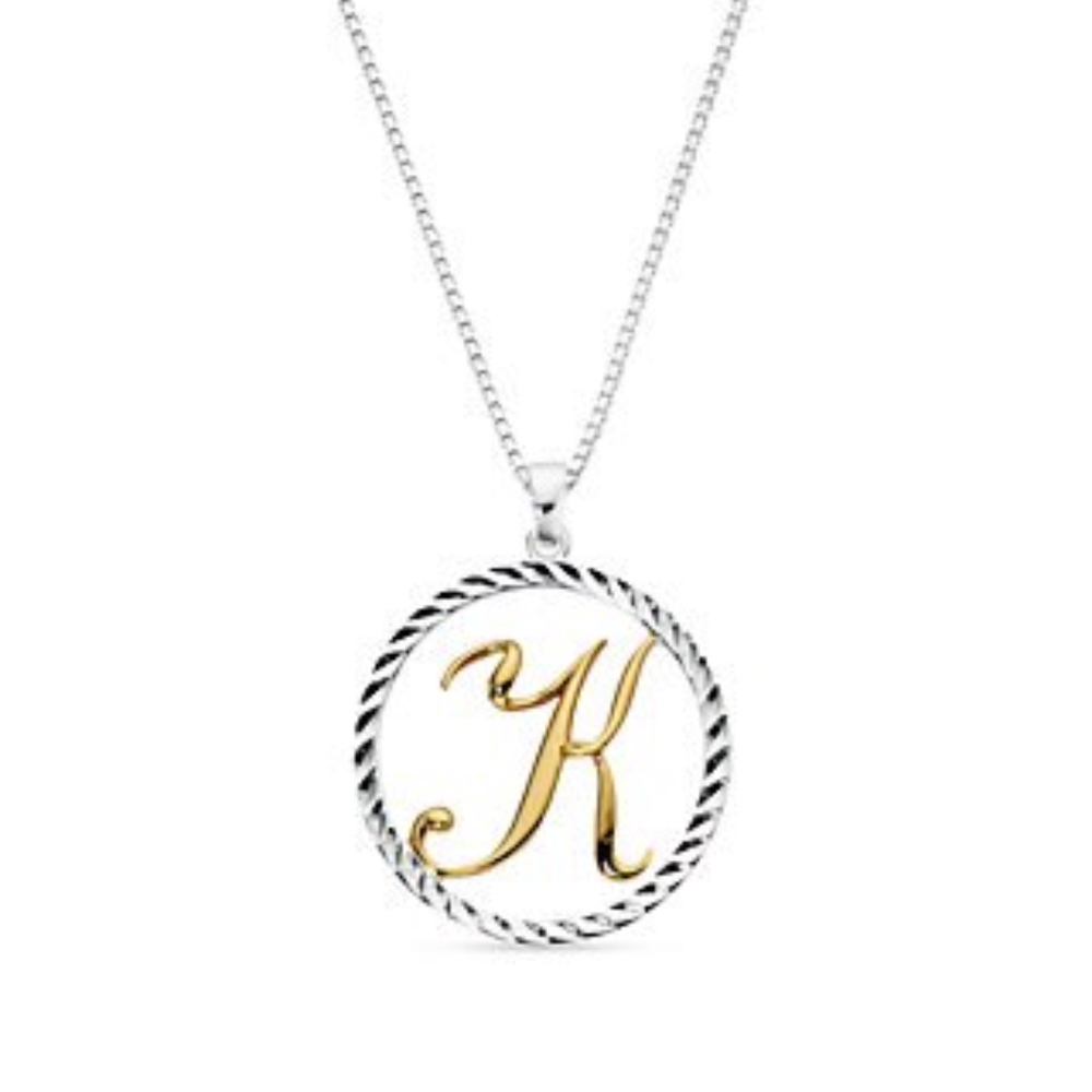 Silverworks Two-Tone Initial K Pendant